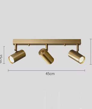 Moderne Gouden Plafondspot met 3 Draaibare Spots - Stijlvolle Woonkamer & Kledingkast Verlichting