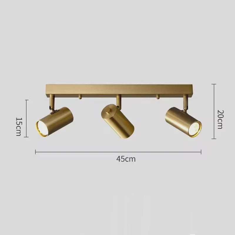 Moderne Gouden Plafondspot met 3 Draaibare Spots - Stijlvolle Woonkamer & Kledingkast Verlichting