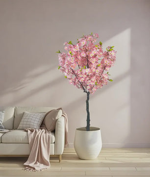 Realistische Kunst Cherry Blossom Boom - Roze Zijde Bloesems - 120cm of 150cm - Verstelbare Takken - Moderne Pot