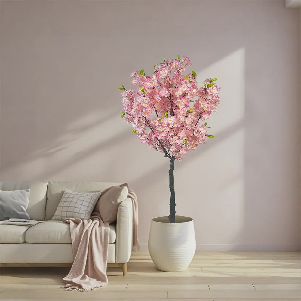 Realistische Kunst Cherry Blossom Boom - Roze Zijde Bloesems - 120cm of 150cm - Verstelbare Takken - Moderne Pot