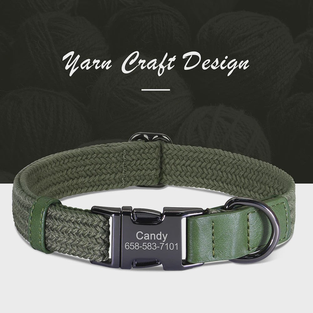 Gepersonaliseerde Hondenhalsband met Naam Gravering - Duurzaam Nylon, Verstelbaar voor Kleine tot Grote Honden