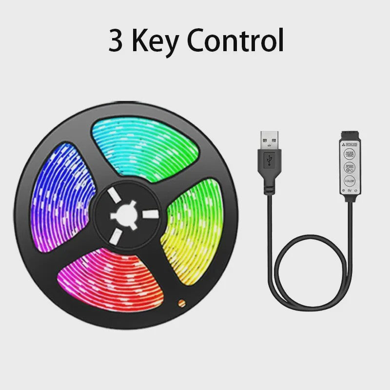 USB LED Strip Verlichting met 3-Key Bediening voor TV & Feestdecoratie