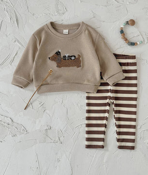 Schattige Baby Jongens & Meisjes Trainingspak Set met Cartoon Puppy | Lange Mouwen Outfit