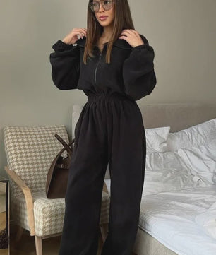 Dames Jumpsuit met Lange Mouwen en Elastische Taille - Casual & Elegant