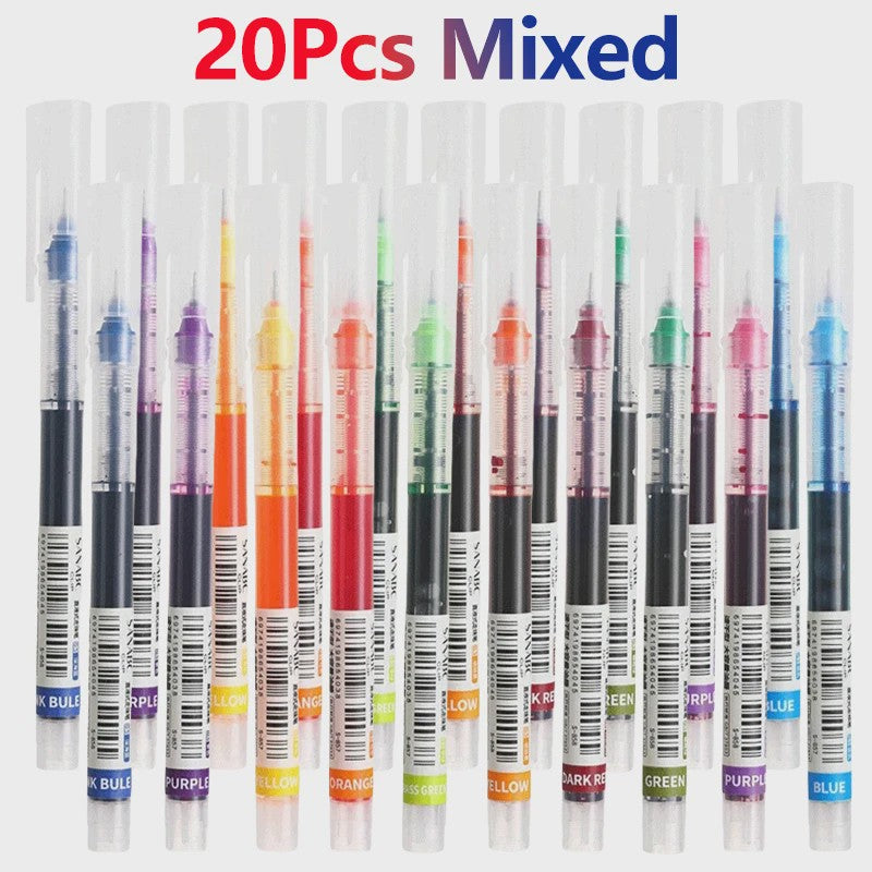 Set van 1-20x Gel Pen Zwart/Blauw/Rood - 0.5mm Naaldpunt voor Studenten & Kantoor