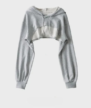 Unieke Dames Crop Hoodie met Lange Mouwen - Y2k Stijl & Persoonlijkheid