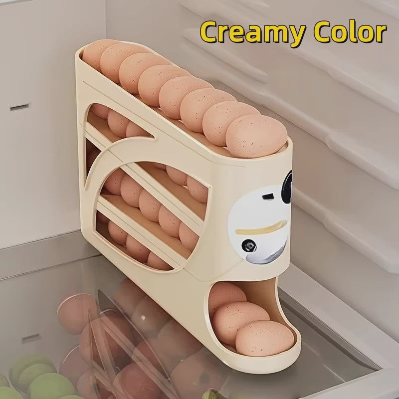 3-Laags Eierhouder met Rol-ontwerp - Grote Capaciteit & Anti-Drop