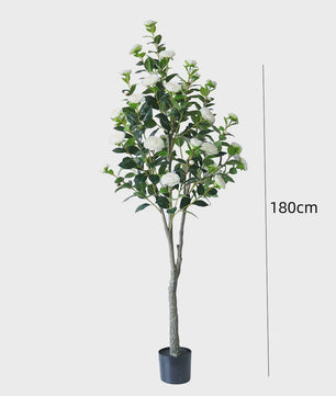 Set van 2 Kunst Camellia Bomen - Realistische Kunstplant met Bloemen en Pot - 180cm