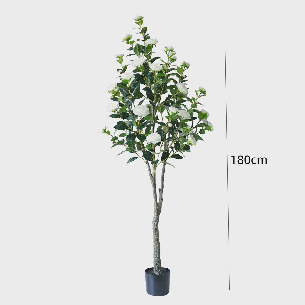 Set van 2 Kunst Camellia Bomen - Realistische Kunstplant met Bloemen en Pot - 180cm