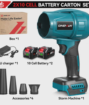 ONEVAN 3500W Krachtige Accu Bladblazer & Stofzuiger - 350M/S - Borstelloze Motor - Compatibel met Makita 18V