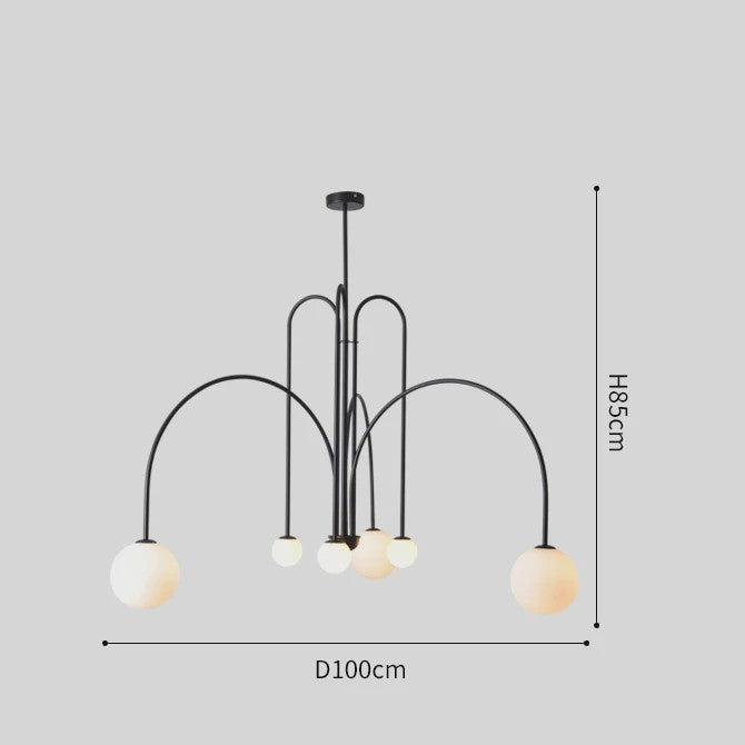 Nordic Minimalistische Plafondlamp Chandelier - Goud, Zwart, Rood - Sfeervolle Verlichting voor Woonkamer, Restaurant, Café