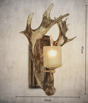 Retro Herten Gewei Wandlamp - Industriële Sfeer voor Woonkamer & Slaapkamer
