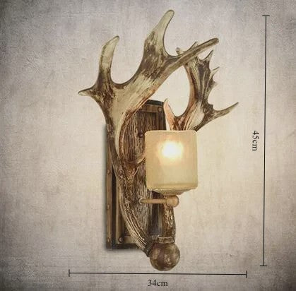 Retro Herten Gewei Wandlamp - Industriële Sfeer voor Woonkamer & Slaapkamer
