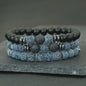 Set van 3 Heren Armbanden: Tijgeroog, Lavasteen & Onyx - Natuursteen