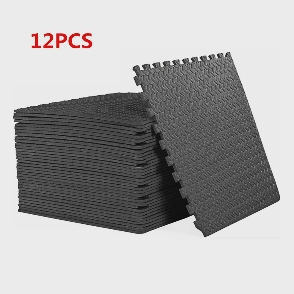 12-delige Puzzel Fitnessmatten Set - Antislip EVA Interlocking Vloertegels voor Thuisgym, Yoga & Sport