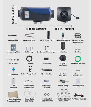 8KW Diesel Luchtverwarmer 12V/24V - Draagbare Camper Verwarming met LCD & Afstandsbediening