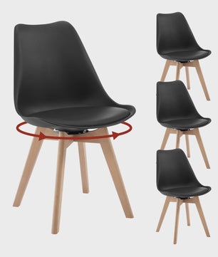 Set van 4xElegante eetkamerstoelen - Kunstleer & Massief Hout - Draaibaar & Comfortabel