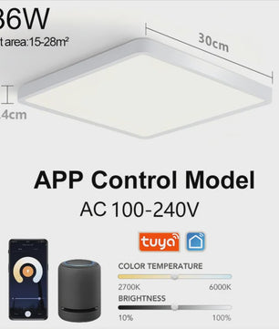 Moderne Smart LED Plafondlamp 36W - Dimbare Verlichting met App & Spraakbesturing