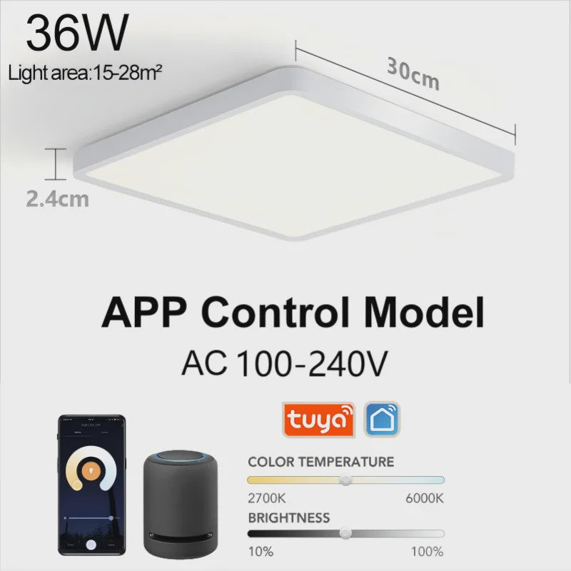 Moderne Smart LED Plafondlamp 36W - Dimbare Verlichting met App & Spraakbesturing