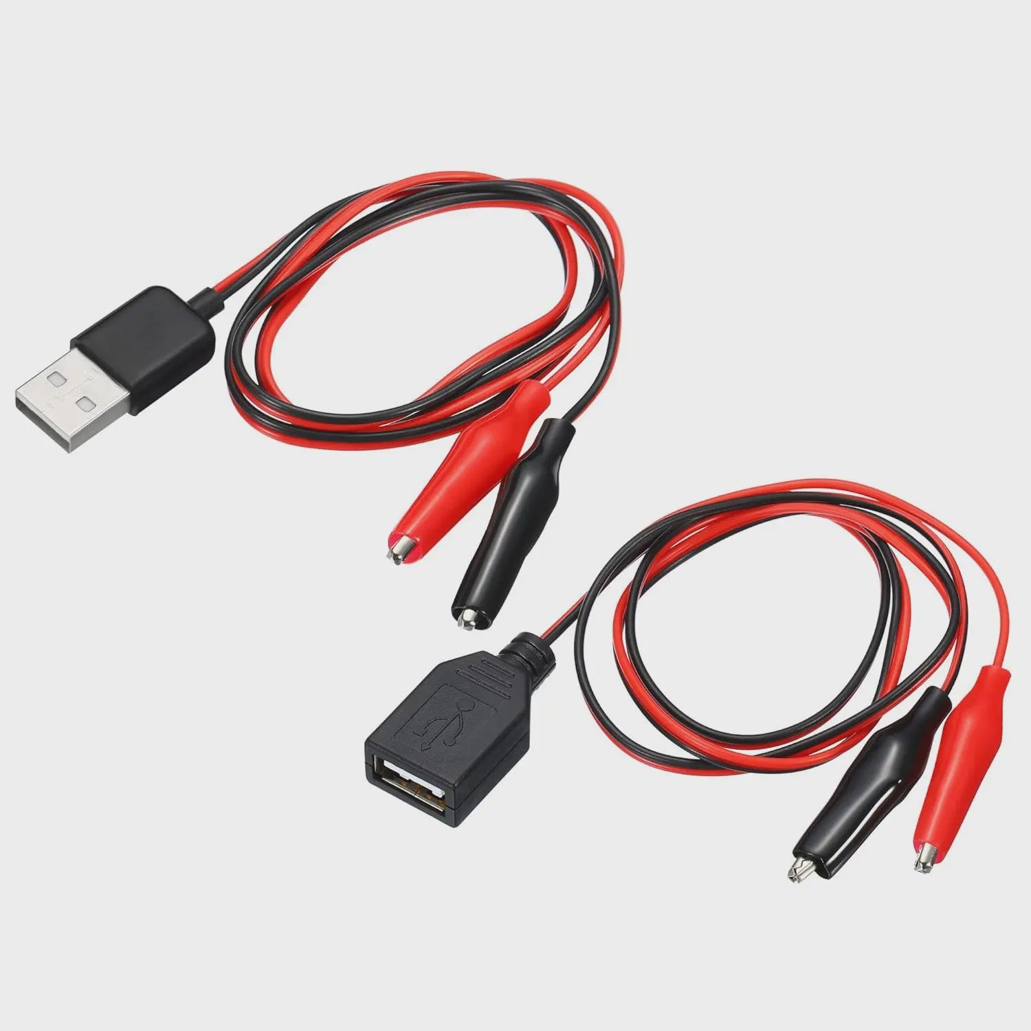 2x USB naar Alligator Klem Kabel Adapter - Male & Female voor Circuit Test