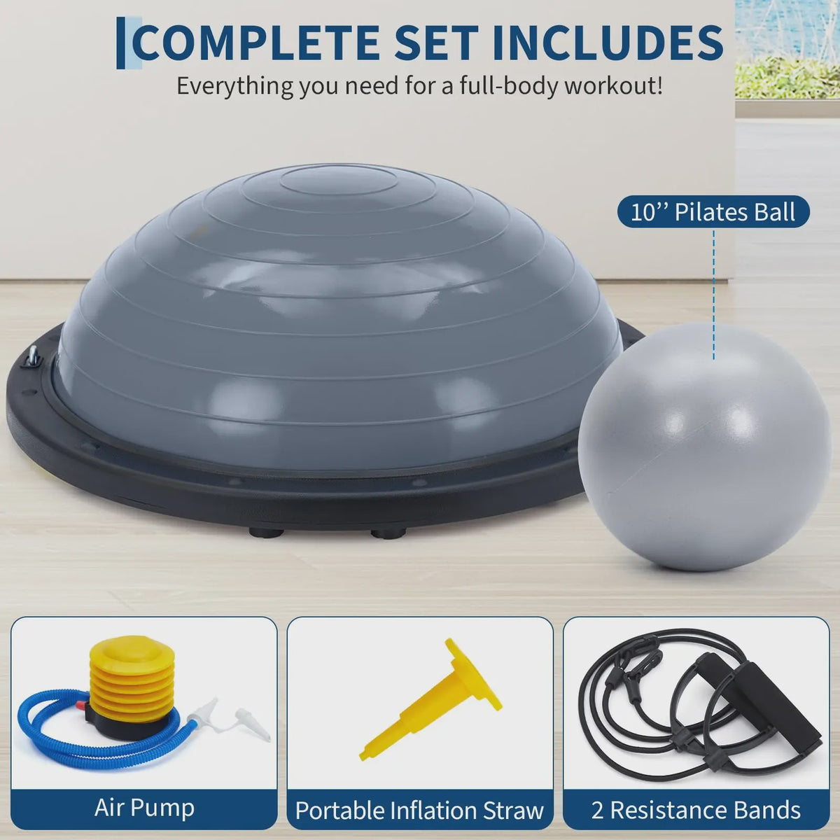 Balance Ball Trainer met Weerstandsbanden en Pomp - Fitness & Stabiliteit
