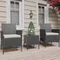 3-Delig Bistro Set: PE Rotan Terrasmeubilair met 2 Stoelen, Salontafel en Kussens voor Balkon en Tuin
