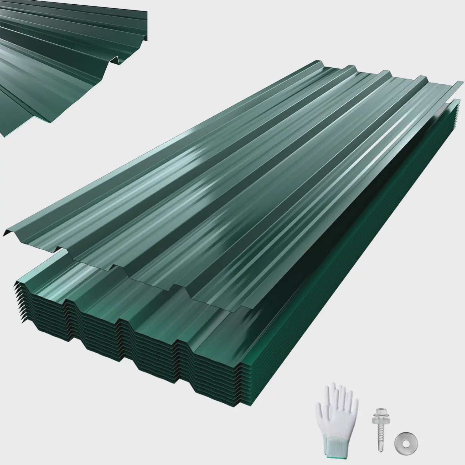 Set van 12 Trapezium Metalen Dakplaten 129.5x45cm - Weerbestendig Staal voor Schuur & Carport (7m²)
