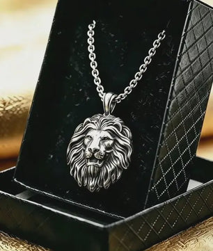 Gouden Leeuwenkop Ketting voor Mannen - Roestvrij Staal Statement Hanger