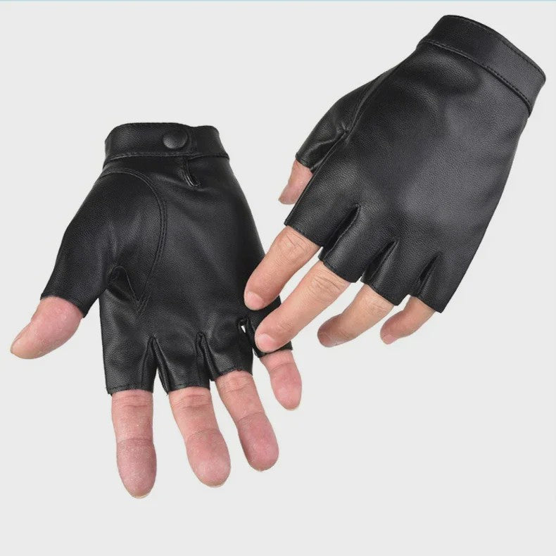 Vingerloze PU Lederen Handschoenen met Anti-slip Laag - Ideaal voor Fietsen, Motorrijden & Outdoor Sport