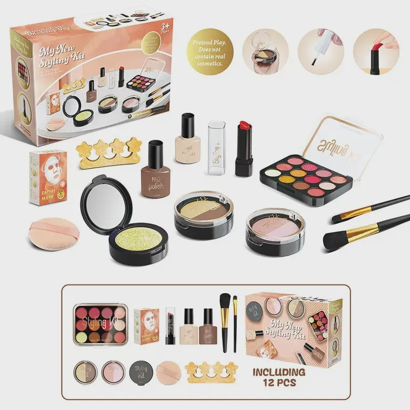 Prinsessen Speel Make-Up Set voor Kinderen - Faux Manicure, Lip Color & Eye Shadow Speelgoed