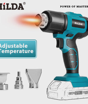 HILDA 21V Draadloze Hete Lucht Föhn - Oplaadbaar, Compatibel met Makita Batterij, Inclusief Mondstukken