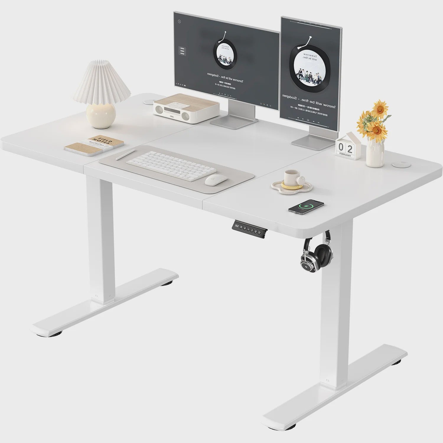 Elektrisch In hoogte Verstelbaar Bureau 120x60 cm met USB-poort - Ergonomisch Thuiswerk Bureau