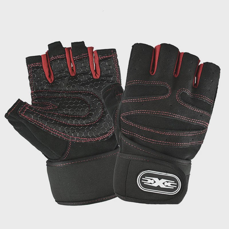 Half Vinger Trainingshandschoenen met Polsband - Fitness, Gewichtheffen, Fietsen