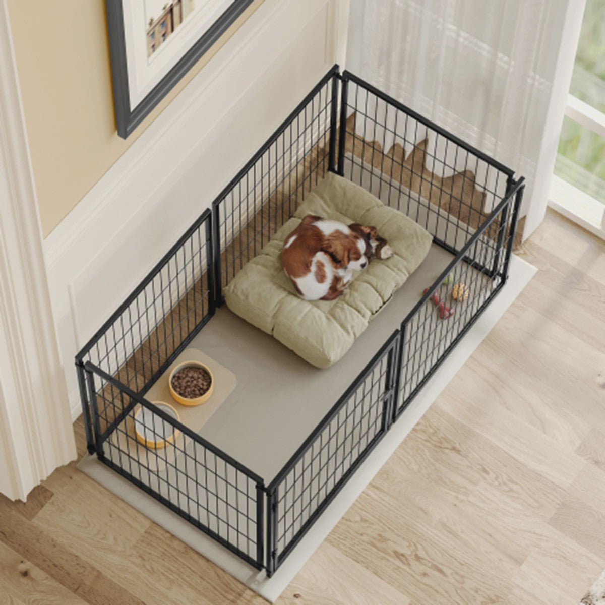Modulaire Hondenkennel 120x60x60cm - Zwart Metaal met PVC Coating & Veilige Deur