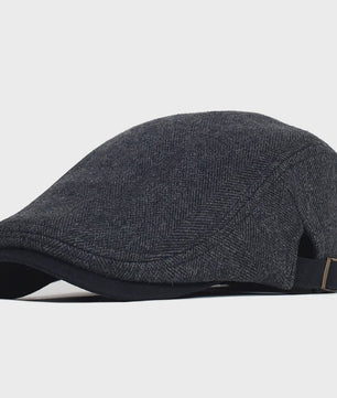 Herren Newsboy Cap - Winter Wol Blend - Vintage Visgraat Patroon - Verstelbaar