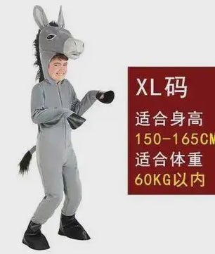 Donkey Kostuum voor Kinderen en Volwassenen - Feestelijk Dierkostuum voor Cosplay en Voorstellingen