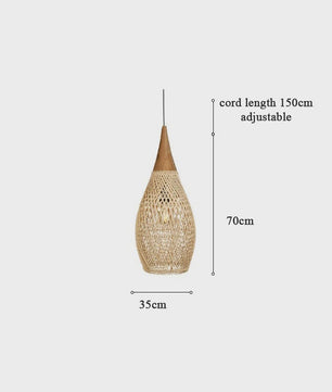 Handgemaakte Rotan Hanglamp Beige - Vintage Woven Wicker - E27 Fitting - Sfeervolle Verlichting