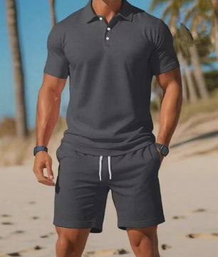 Zomerse Heren Polo Shirt en Mesh Shorts Set - Casual & Ademend - Plus Size
