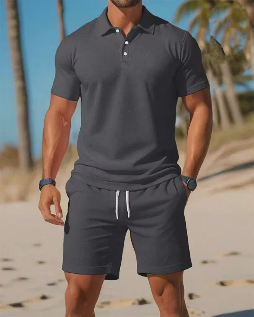 Zomerse Heren Polo Shirt en Mesh Shorts Set - Casual & Ademend - Plus Size