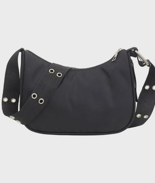 Casual Shoulder Bags For Women Black Waterproof Nylon Crossbody Bag Cool Girls Underarm Handbag Purse