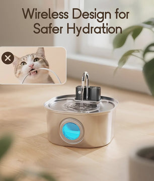 RVS Slimme Katten Drinkfontein 3.2L met Sensor & Draadloos Opladen - Automatische Waterdispenser voor Huisdieren