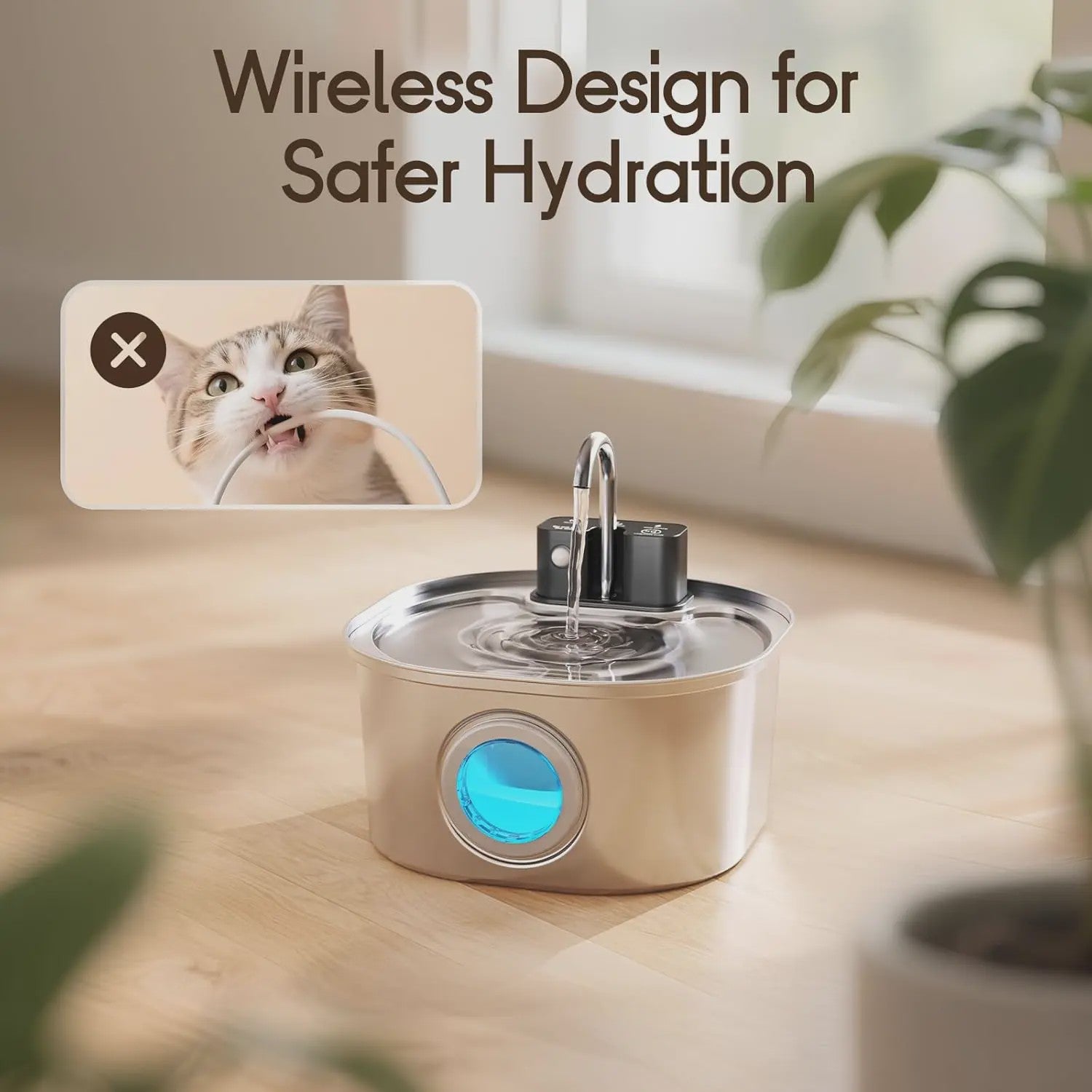 RVS Slimme Katten Drinkfontein 3.2L met Sensor & Draadloos Opladen - Automatische Waterdispenser voor Huisdieren