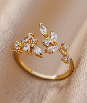 Luxe Gouden Ringen Set: Zirkonia & Boze Oog Design - Verstelbaar & Trendy