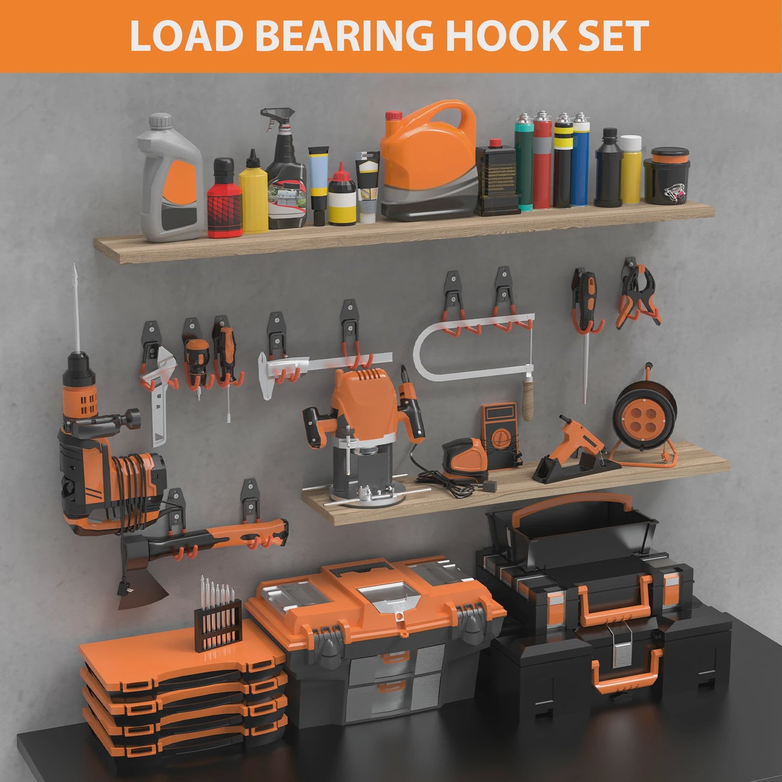Heavy Duty Garage Haken Set - Wandmontage Organizer voor Gereedschap, Fietsen & Tuin