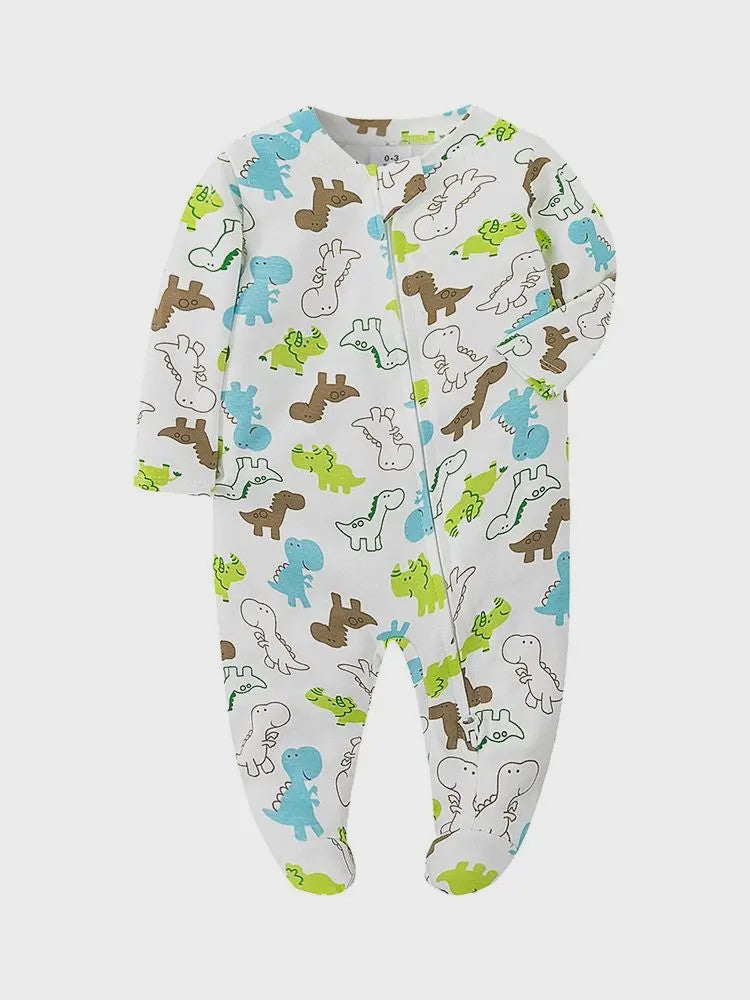 Katoenen Newborn Pyjama met Voetjes en Ritssluiting - Romper voor Jongens en Meisjes (0-12 Maanden)