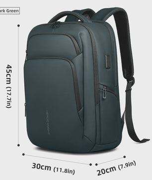 Multifunctionele Zakenrugzak voor Heren - Waterdicht, 17.3" Laptopvak & USB Oplaadpoort - Ideaal voor Werk & Reizen