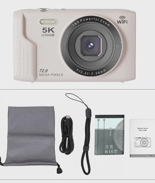 Ourlife Compacte Digitale Camera 5K 72MP met 16x Zoom - Ideaal voor Vlogs en YouTube