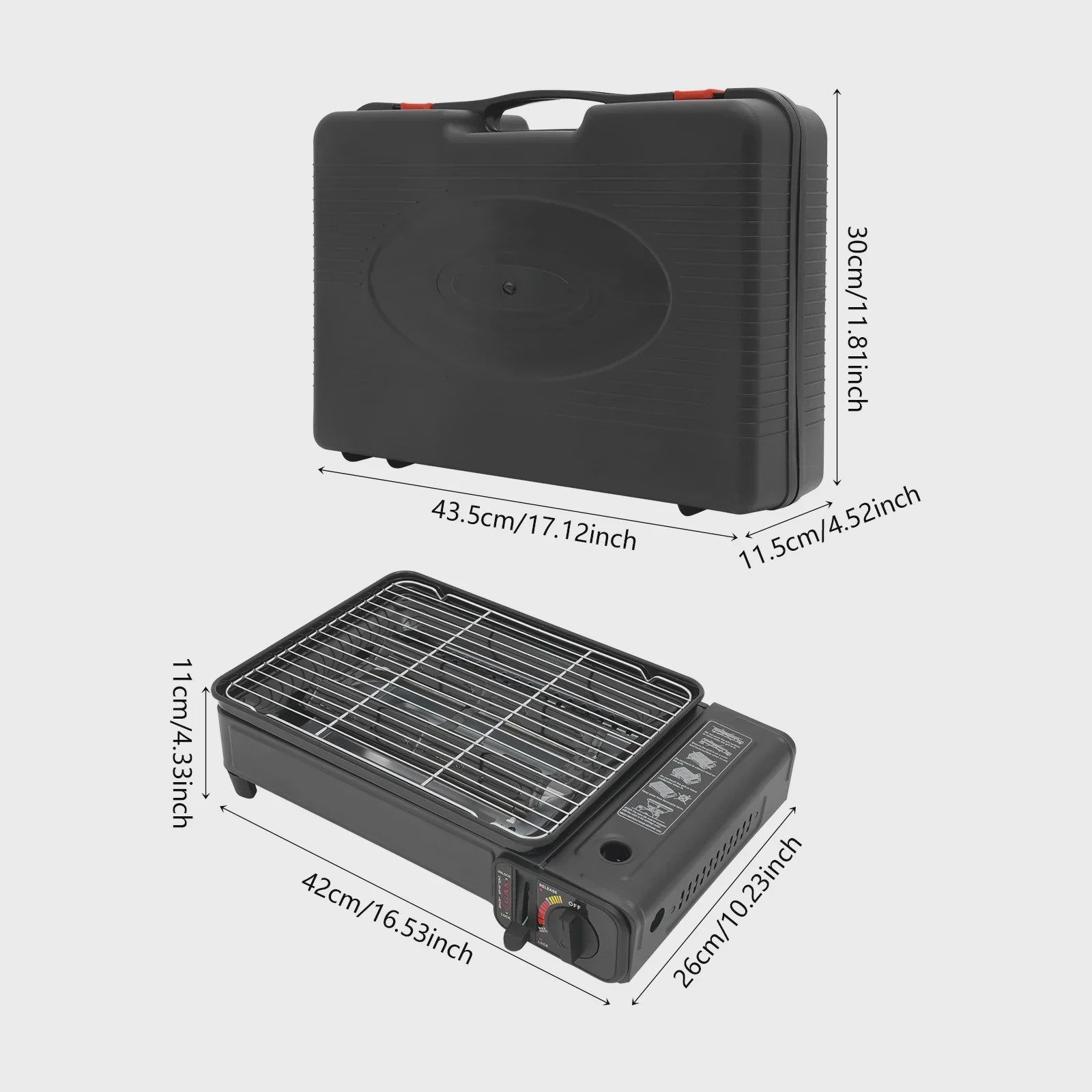 Draagbare Gas BBQ Grill & Camping Stoof met Grillnet en Draagtas