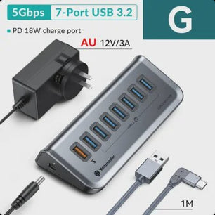 Yottamaster USB 3.2 Hub 10Gbps Type-C Docking Station met 5x USB 3.0 Poorten