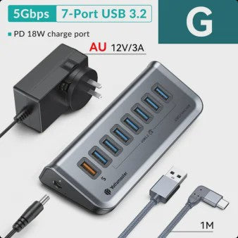Yottamaster USB 3.2 Hub 10Gbps Type-C Docking Station met 5x USB 3.0 Poorten